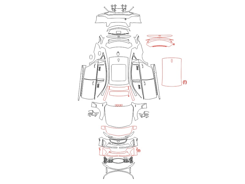 Formatki PPF do karoserii Cadillac CT5 (2022) V-Series Blackwing Sedan – zestaw