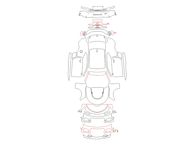 Formatki PPF do karoserii Chevrolet Camaro (2023) ZL1 1LE – zestaw