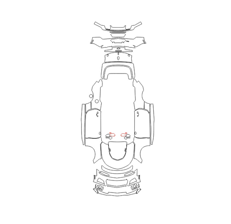 Formatki PPF do karoserii Chevrolet Camaro (2024) ZL1 Convertible – zestaw