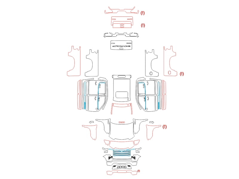Formatki PPF do karoserii Chevrolet Silverado (2023) 1500 Hight Country – zestaw