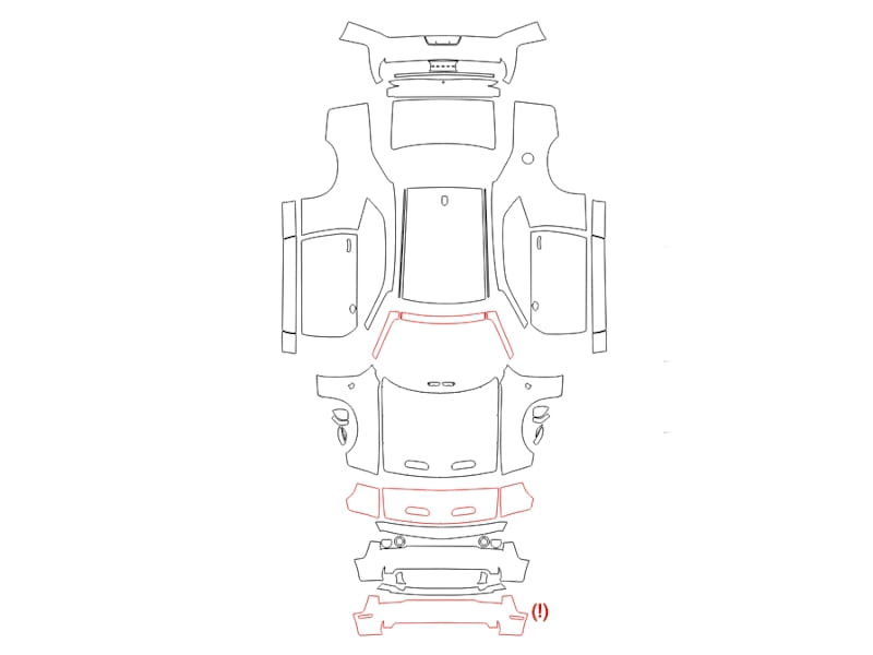Formatki PPF do karoserii Dodge Challenger SRT Hellcat Redeye (2019) – zestaw