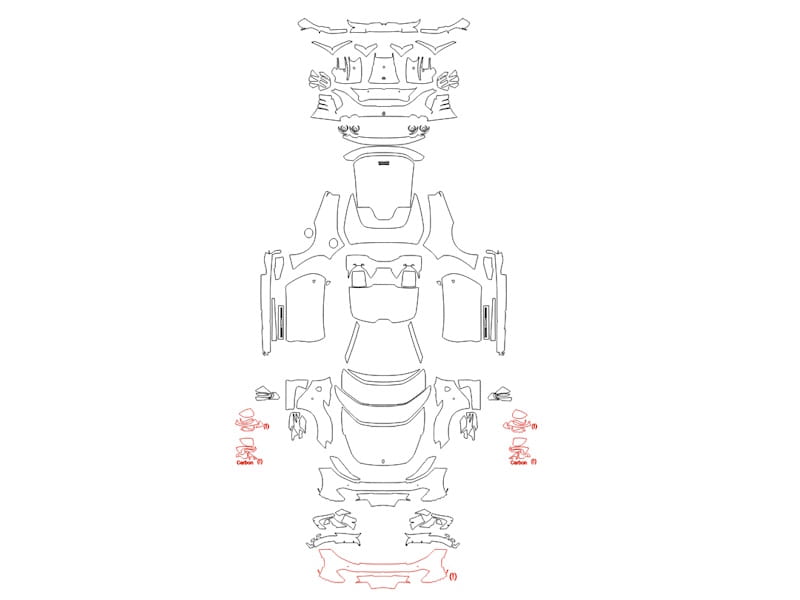 Formatki PPF do karoserii Ferrari 812 (2023) Competizione A Spider – zestaw