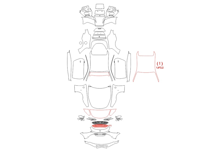 Formatki PPF do karoserii Ferrari Roma Coupe (2021) – zestaw