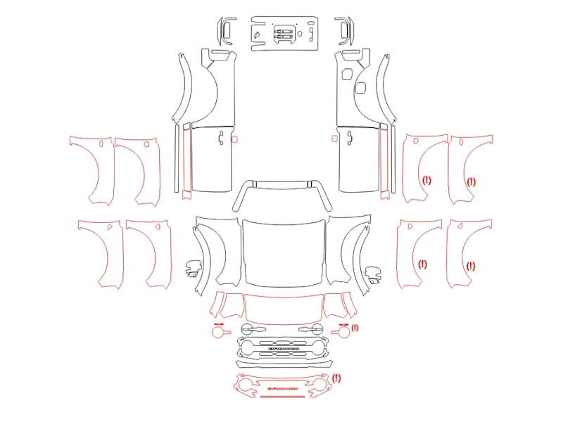 Formatki PPF do karoserii Ford Bronco (2021) 2 Doors Outer Banks – zestaw