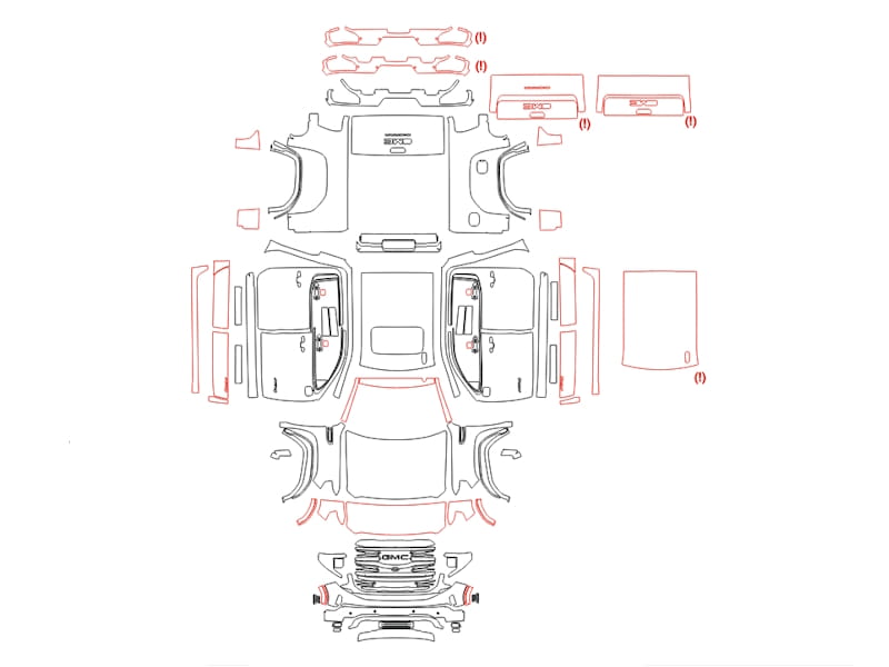 Formatki PPF do karoserii GMC Sierra 1500 (2023) AT4 Crew Cab Short Bed – zestaw