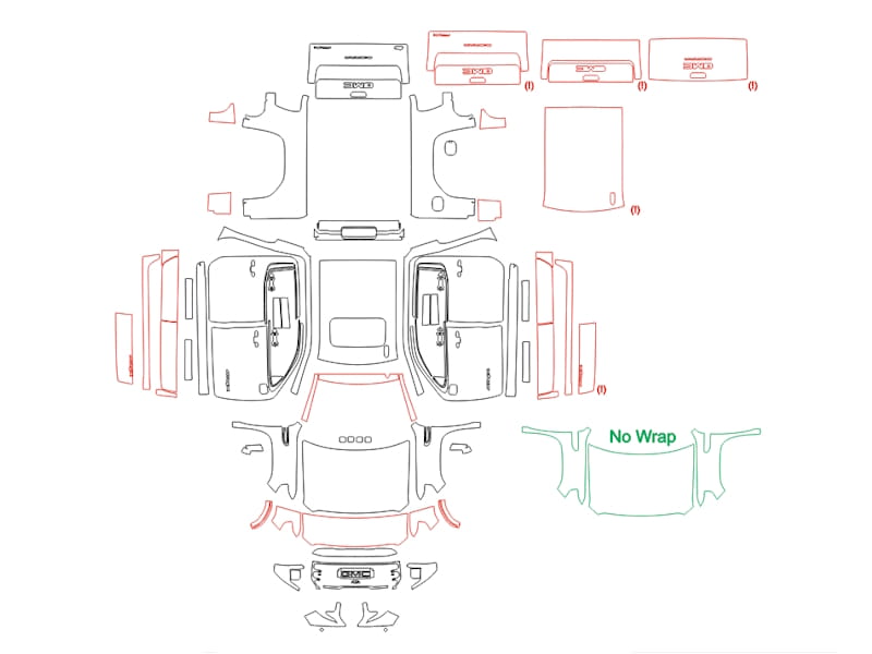 Formatki PPF do karoserii GMC Sierra 1500 (2023) HD AT 4X AEV Package Crew Cab Short Bed – zestaw