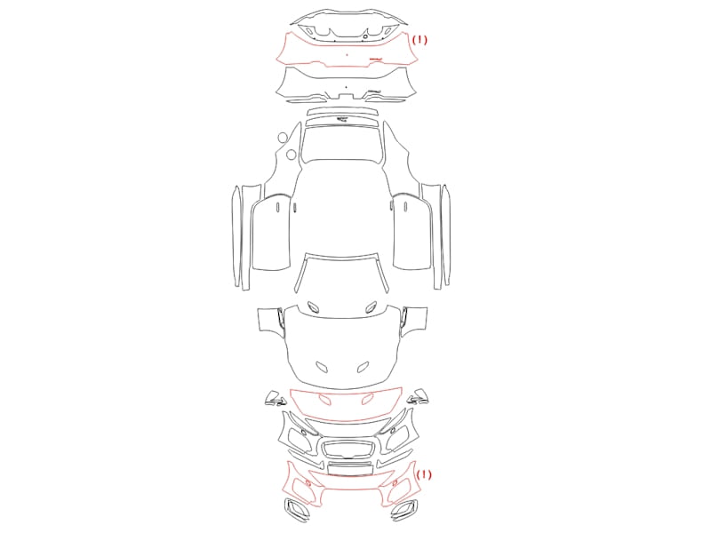 Formatki PPF do karoserii Jaguar F-Type Convertible (2020) R-Dynamic – zestaw