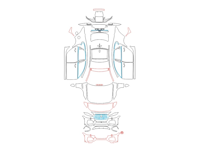 Formatki PPF do karoserii Jaguar XF (2021) R-Dynamic – zestaw