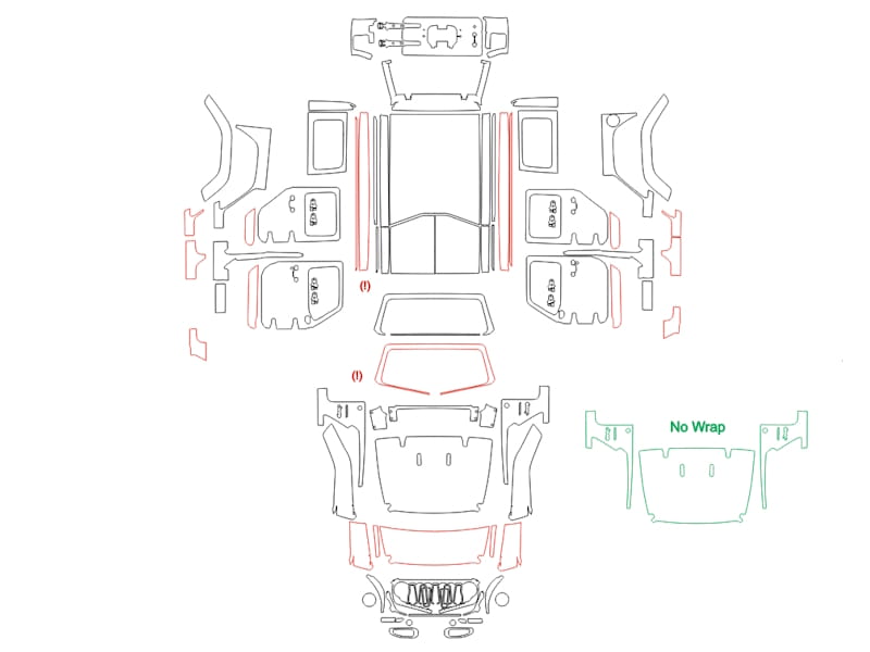 Formatki PPF do karoserii Jeep Wrangler (2023) Sahara 4 doors – zestaw