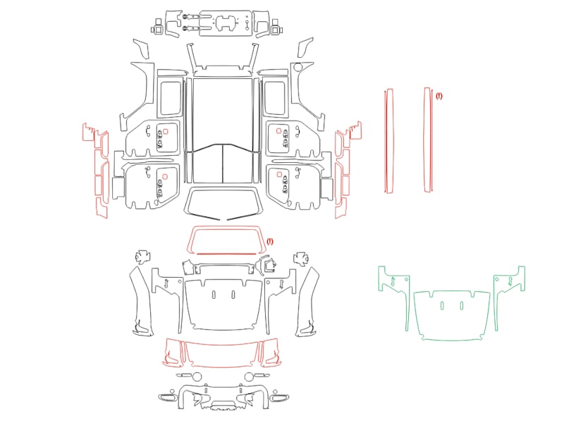 Formatki PPF do karoserii Jeep Wrangler (2023) Unlimited High Altitude 4xe – zestaw