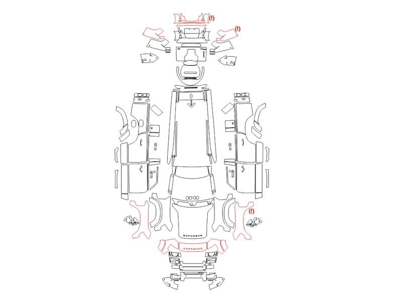Formatki PPF do karoserii Land Rover Defender 130 (2022) Country Pack – zestaw