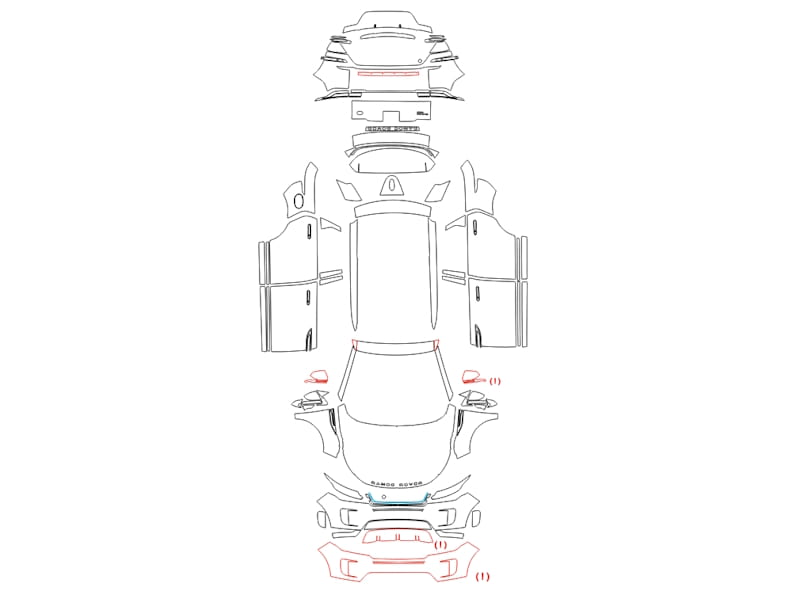 Formatki PPF do karoserii Land Rover Range Rover Evoque (2019) – zestaw