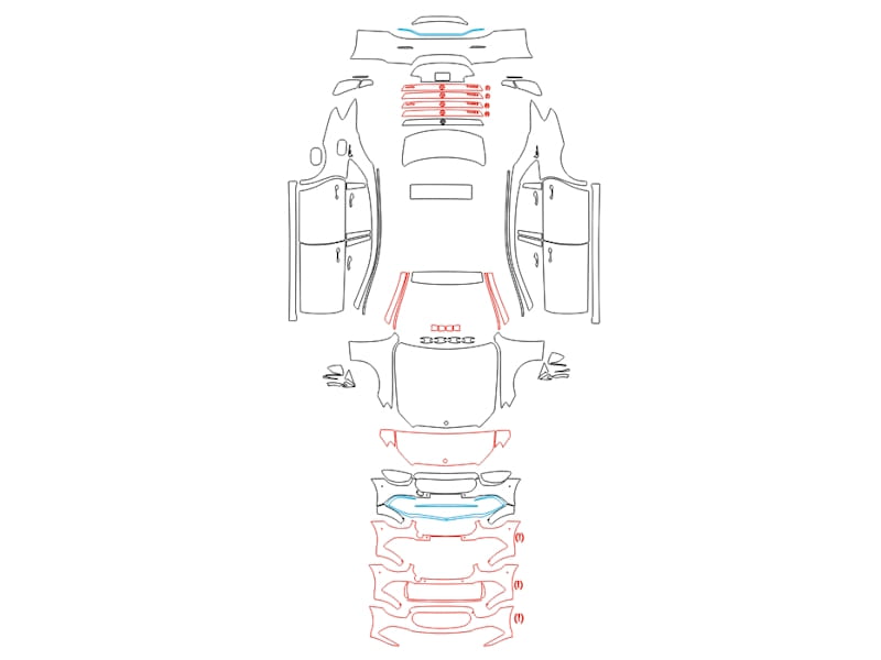 Formatki PPF do karoserii Mercedes-Benz E-Class (2022) L Exclusive Line – zestaw