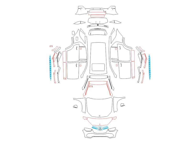 Formatki PPF do karoserii Mercedes-Benz GLE (2019) – zestaw