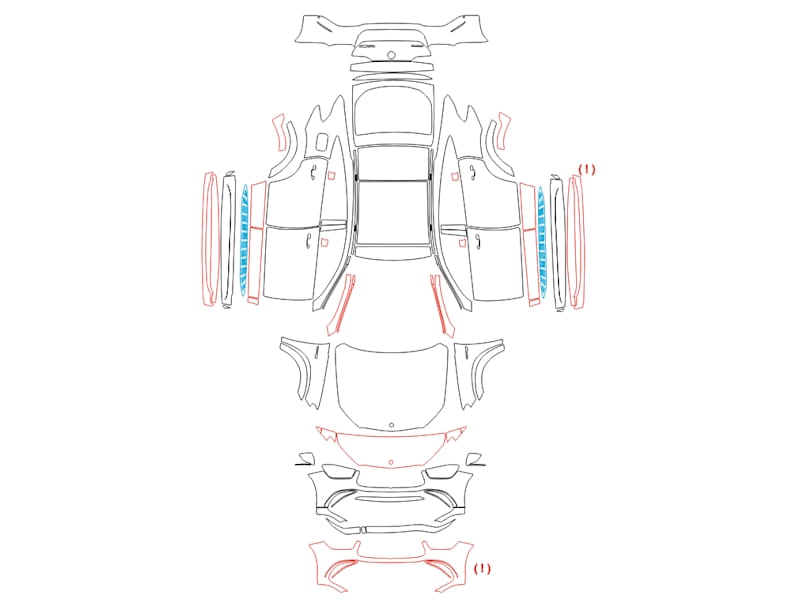 Formatki PPF do karoserii Mercedes-Benz GLE (2020) Coupe AMG 63S – zestaw