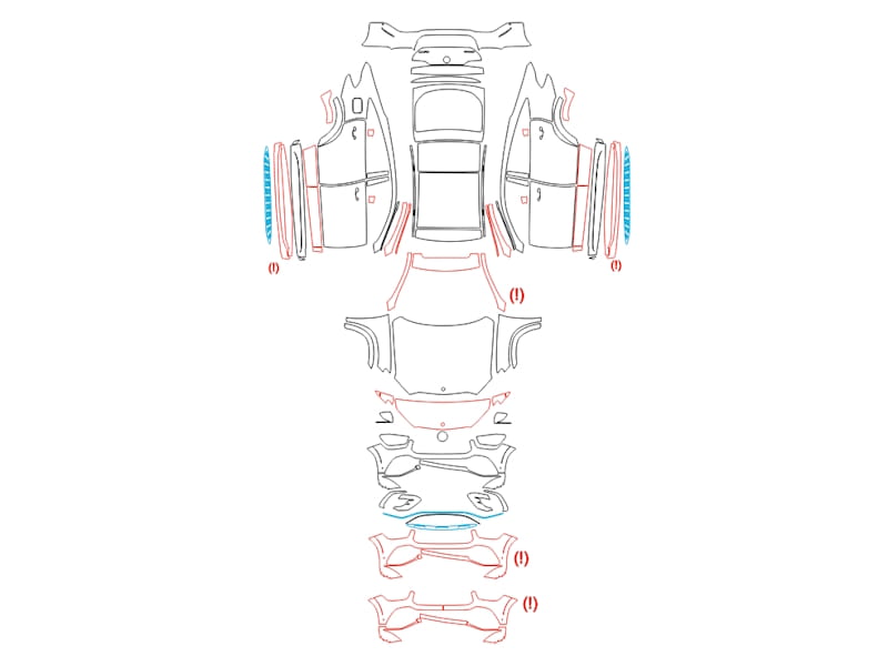 Formatki PPF do karoserii Mercedes-Benz GLE-Class (2023) Coupe AMG 53 – zestaw