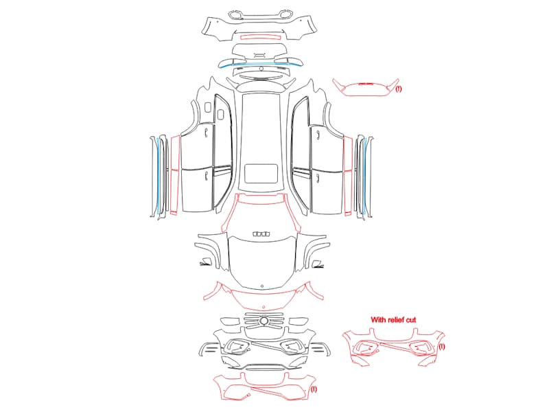 Formatki PPF do karoserii Mercedes-Benz GLS (2023) – zestaw