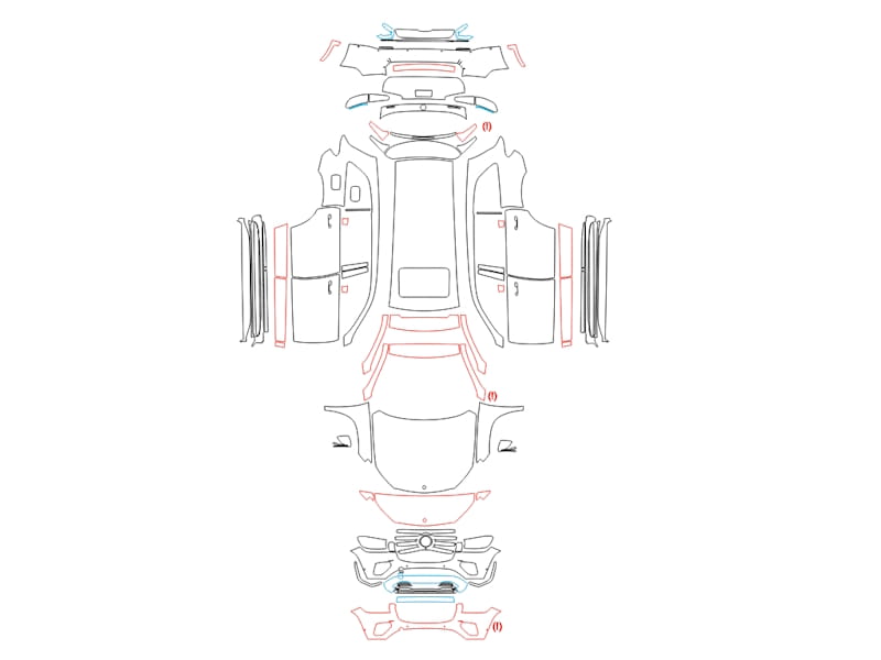 Formatki PPF do karoserii Mercedes-Benz GLS (2024) Base – zestaw
