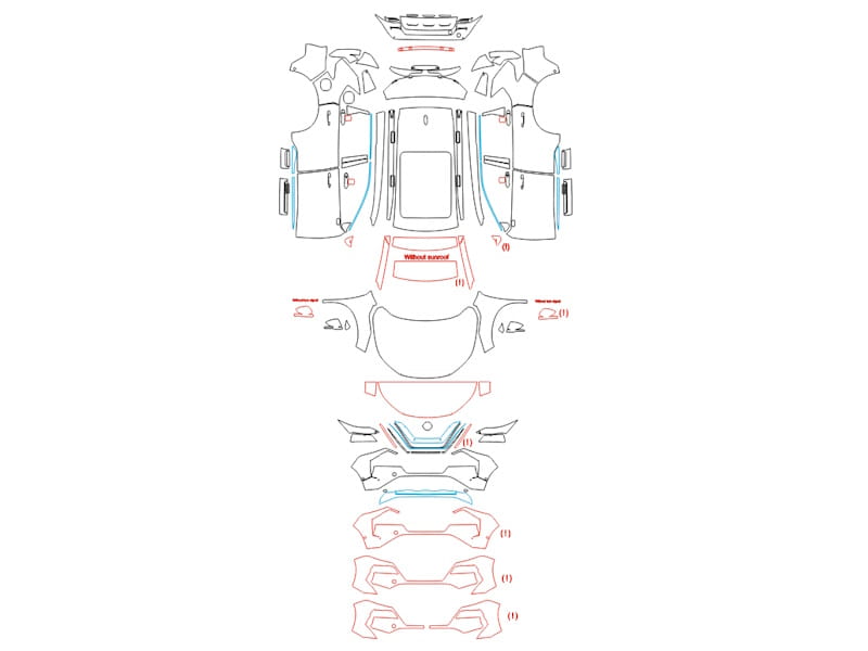 Formatki PPF do karoserii Nissan X-Trail (2021) – zestaw