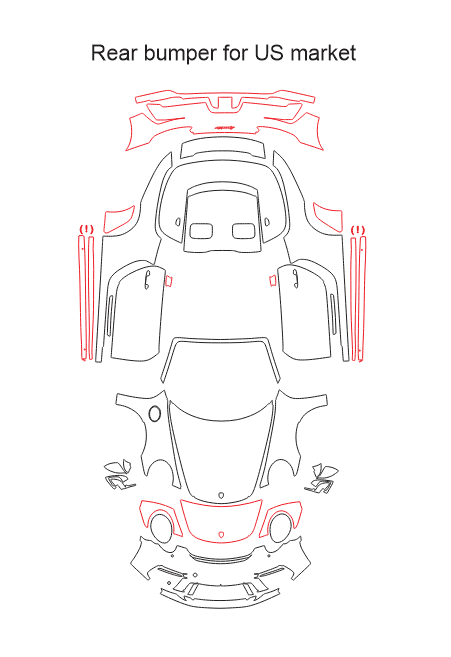 Formatki PPF do karoserii Porsche 911 (2020) Speedster – zestaw