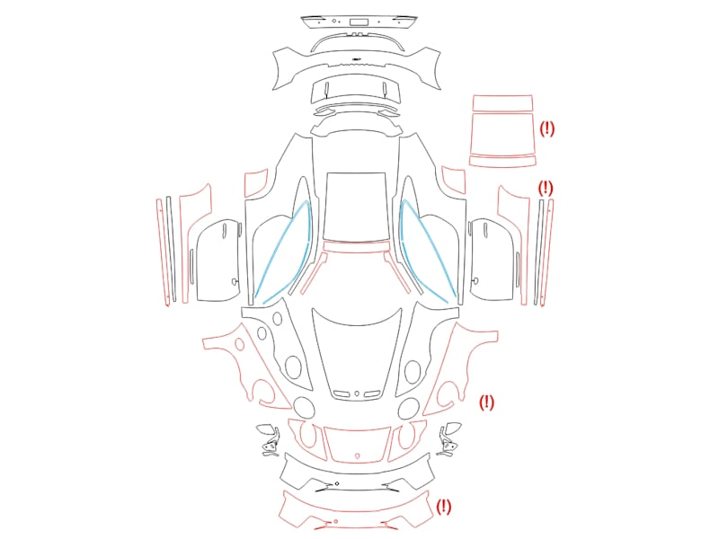 Formatki PPF do karoserii Porsche 911 (2021) GT3 – zestaw