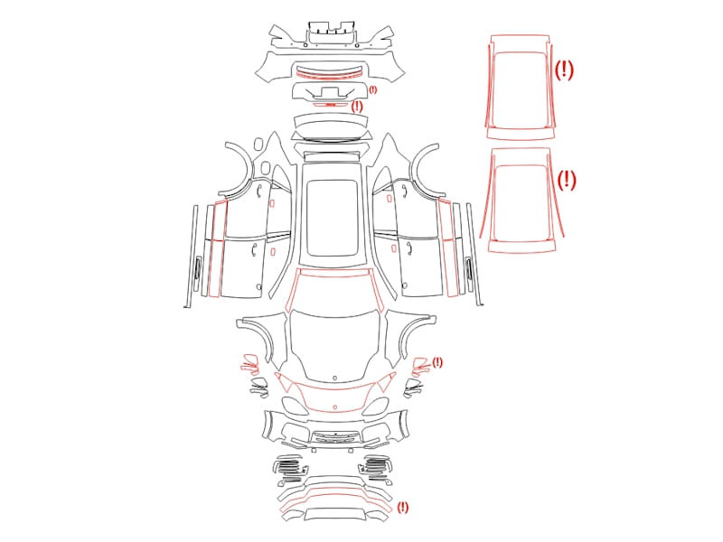 Formatki PPF do karoserii Porsche Cayenne (2019) GTS – zestaw
