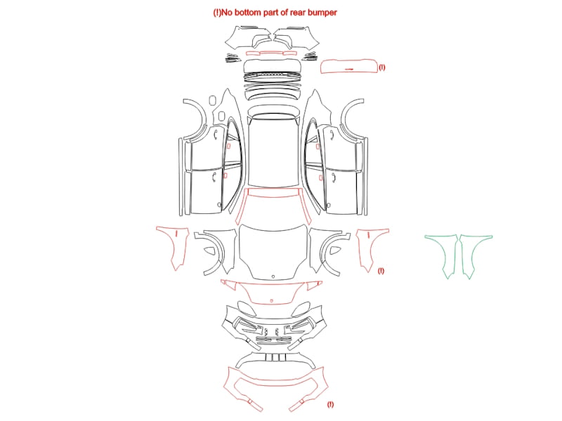 Formatki PPF do karoserii Porsche Cayenne (2023) Coupe SportDesign Package – zestaw