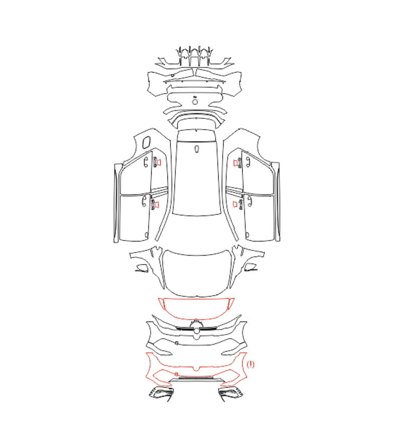 Formatki PPF do karoserii Volkswagen Golf R (2022) – zestaw