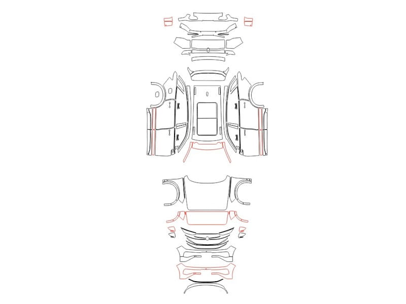 Formatki PPF do karoserii Volkswagen Tavendor (2022) R-Line – zestaw