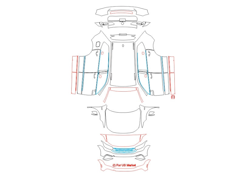 Formatki PPF do karoserii Volkswagen Tiguan (2022) S American version – zestaw