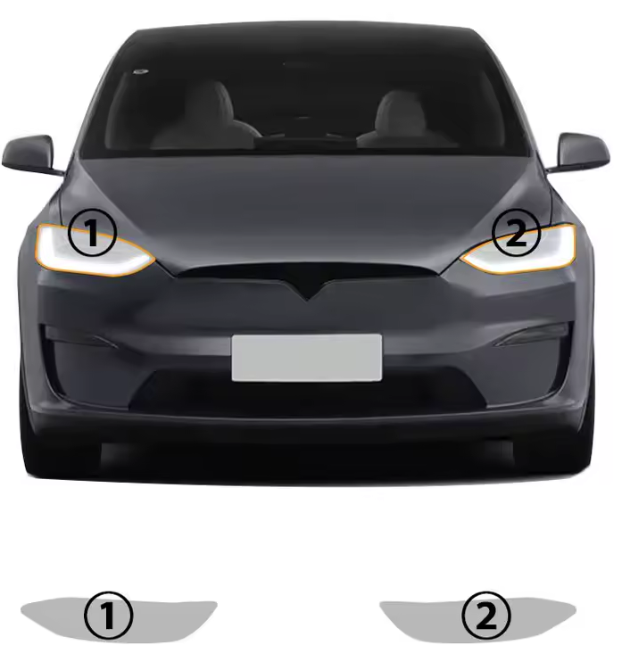 Tesla Model X Formatki 2022-2023 Folia Ochronna PPF na lampy Przezroczysta (1)