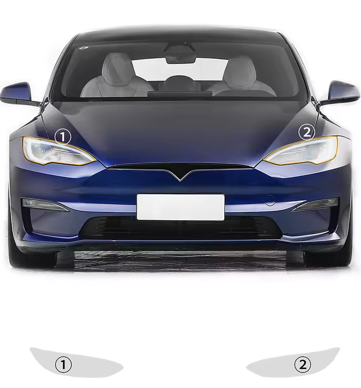 Tesla Model S Formatki 2021-2023 Folia Ochronna PPF na lampy Przezroczysta (1)