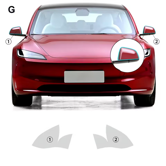 Tesla Model 3 Formatki OD 2024 Folia Ochronna PPF na LUSTERKA