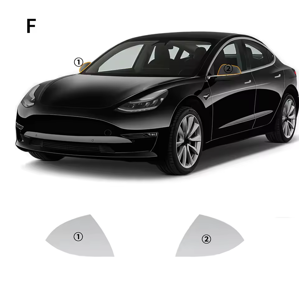 Tesla Model 3 Formatki 2020-2023 Folia Ochronna PPF na LUSTERKA  (1)