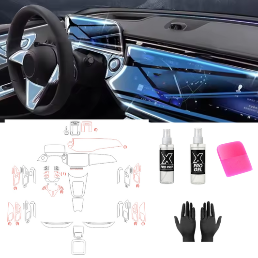 MERCEDES BENZ MB W214 E-KLASA OD 2024 FOLIA PPF DO WNĘTRZA PIANO BLACK EKRANY ZESTAW