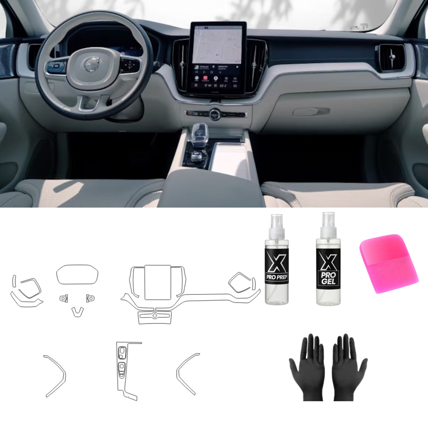 VOLVO XC60 OD 2025 ROK FOLIA PPF DO WNĘTRZA PIANO BLACK EKRANY ZESTAW