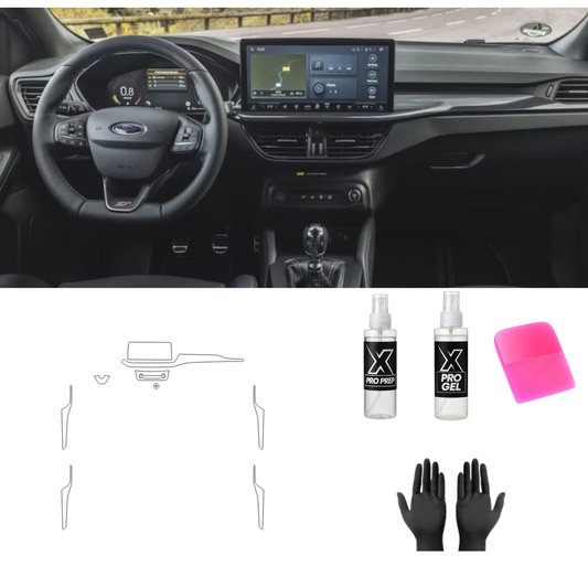 FORD FOCUS FOLIA PPF DO WNĘTRZA PIANO BLACK EKRANY ZESTAW