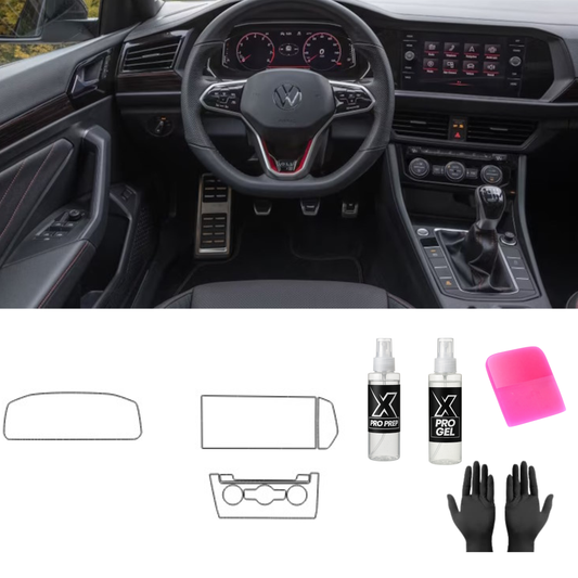 VOLKSWAGEN JETTA 2022 GLI FOLIA PPF DO WNĘTRZA PIANO BLACK EKRANY ZESTAW