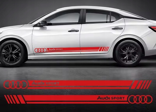 2x AUDI NAKLEJKA PASY TUNINGOWE NA BOK AUTA SAMOCHODU RS A3 A4 A5 A6 A7 A8