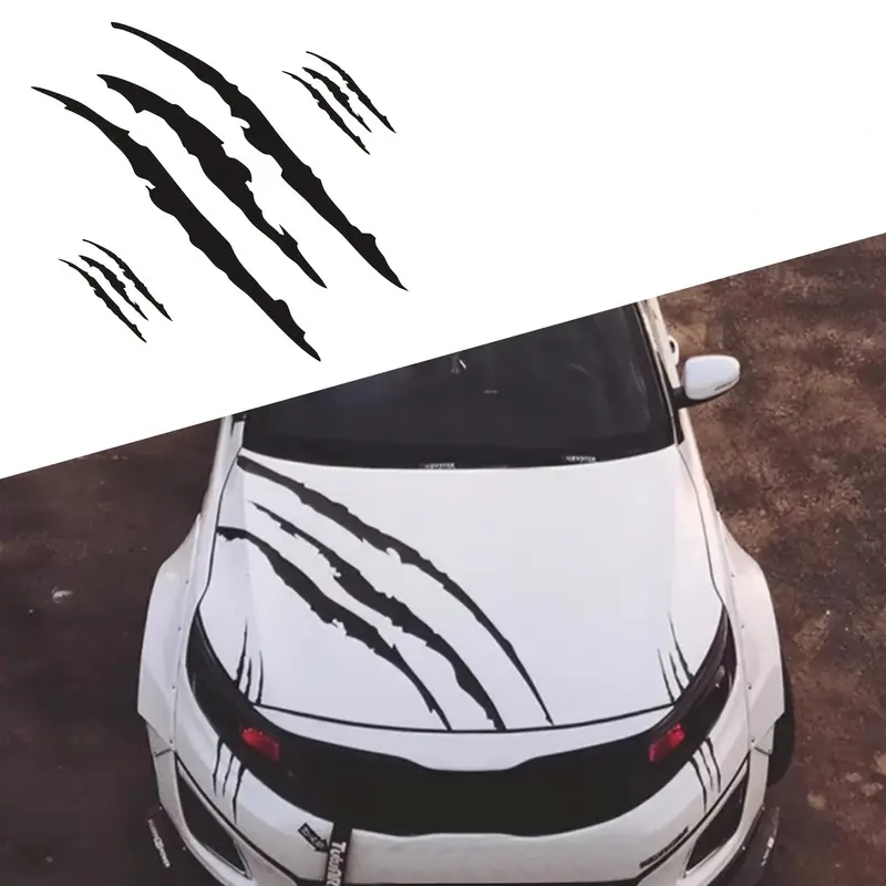 3 SZTUKI PAZURY MONSTER DUŻA NAKLEJKA NA AUTO MASKE LAMPY KOLORY DO WYBORU