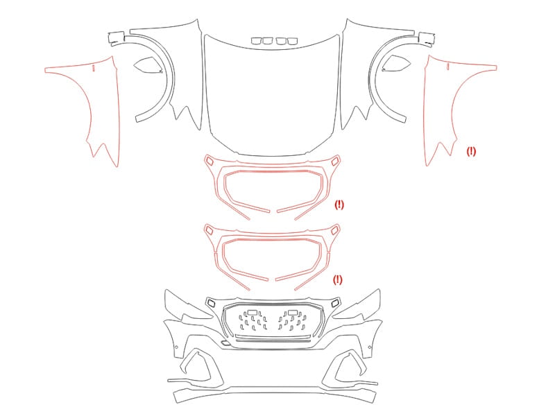 Formatki PPF do karoserii Toyota Wildlander (2020) – zestaw