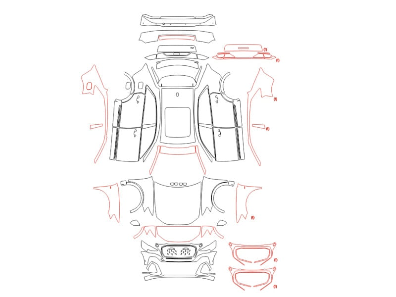 Formatki PPF do karoserii Toyota Wildlander (2020) – zestaw