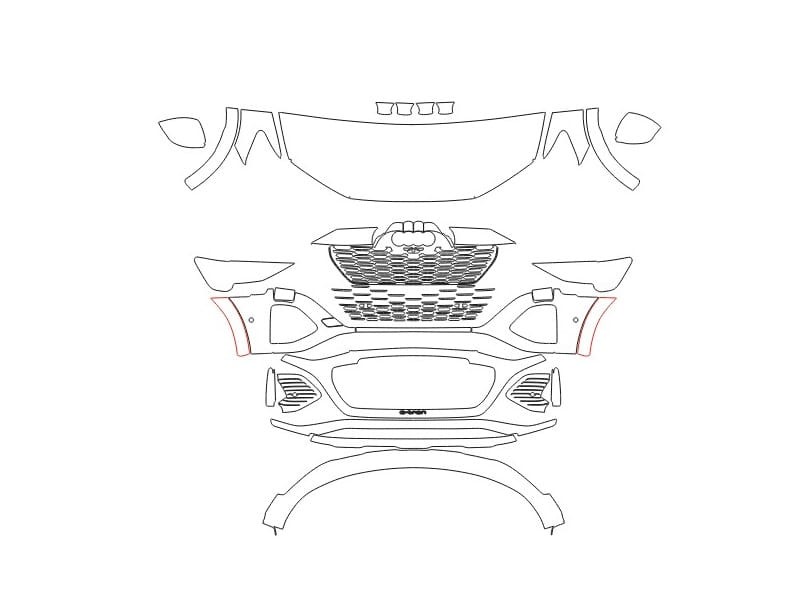 Formatki PPF do karoserii Toyota Yaris (2020) – zestaw