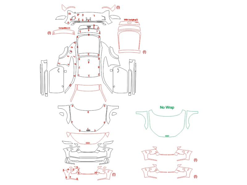 Formatki PPF do karoserii Volkswagen Golf (2021) R-Line – zestaw