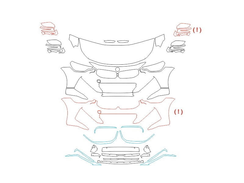Formatki PPF do karoserii Volkswagen T-Cross (2021) china – zestaw