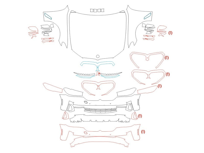 Formatki PPF do karoserii Volkswagen Tiguan (2012) – zestaw