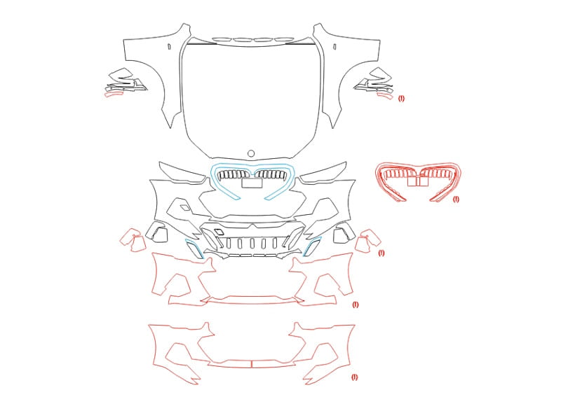 Formatki PPF do karoserii Volkswagen Tiguan (2012) Sport R-Line – zestaw