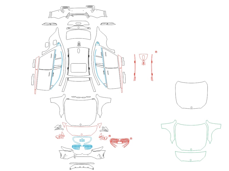 Formatki PPF do karoserii Volkswagen Tiguan (2020) – zestaw