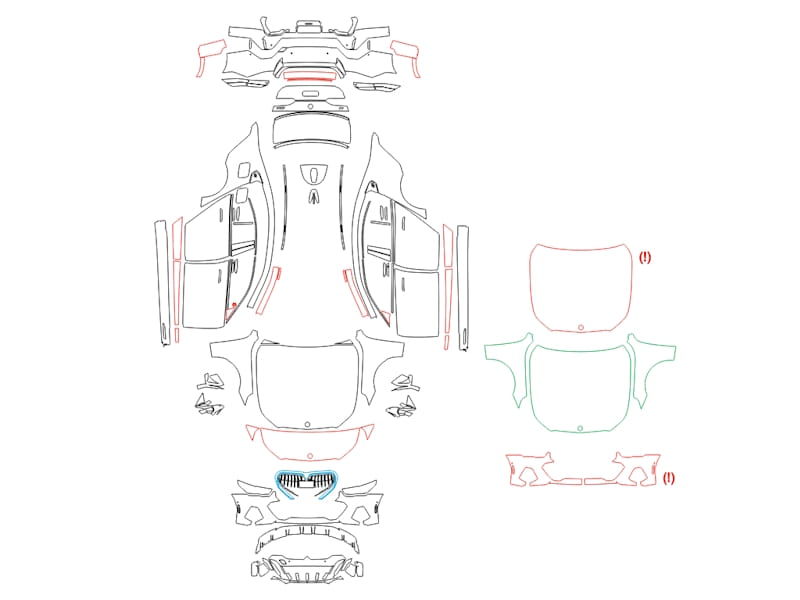 Formatki PPF do karoserii Volkswagen Tiguan (2020) R – zestaw