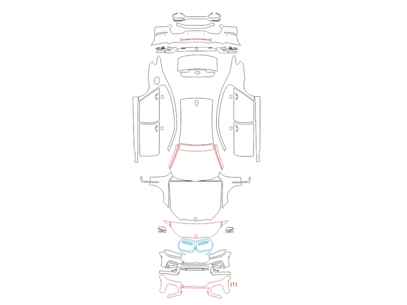 Formatki PPF do karoserii Volkswagen Tiguan L Pro (2024) China – zestaw